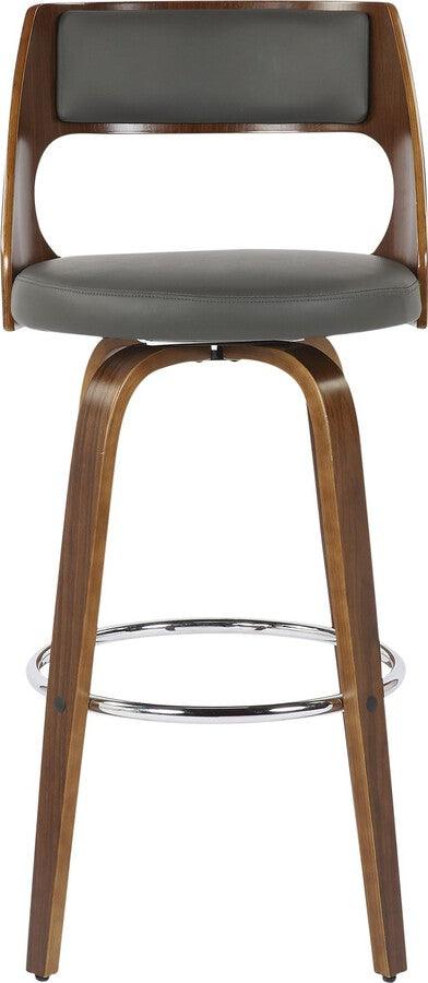 Lumisource Barstools - Cecina Barstool With Swivel In Walnut & Grey Faux Leather (Set of 2)