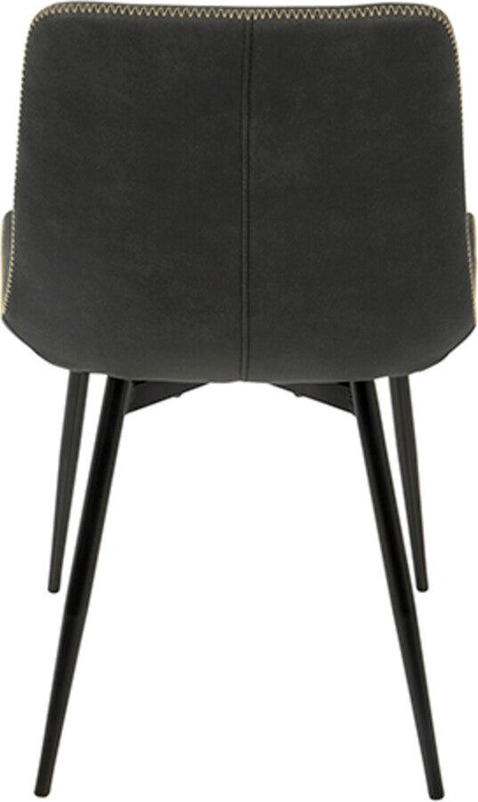 Lumisource Dining Chairs - Duke Industrial Dining Chair in Black and Grey Fabric - Set of 2