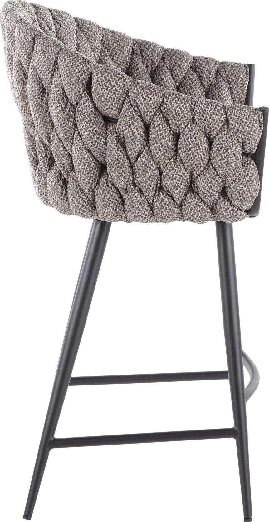 Lumisource Barstools - Braided Matisse Counter Stool Black & Gray & Cream