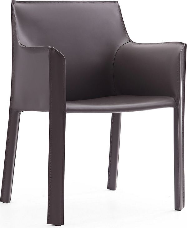 Manhattan Comfort Dining Chairs - Vogue Grey Faux Leather Arm Chair (Set of 2)