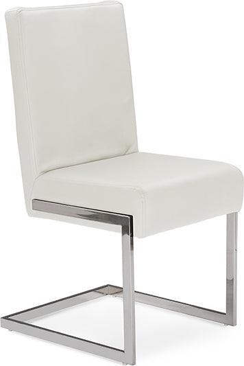 Wholesale Interiors Dining Chairs - Toulan White Faux Leather Upholstered Stainless Steel Dining Chair (Set Of 2)