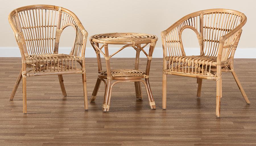 Wholesale Interiors Living Room Sets - Alleta Modern Bohemian Natural Brown Rattan 3-Piece Living Room Set