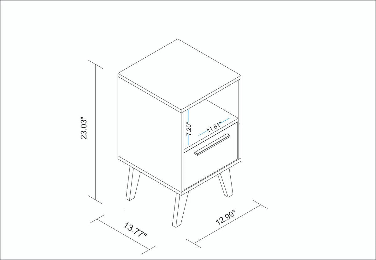 Manhattan Comfort Nightstands & Side Tables - Mid-Century- Modern Amsterdam Nightstand 1.0 with 1 Shelf in White