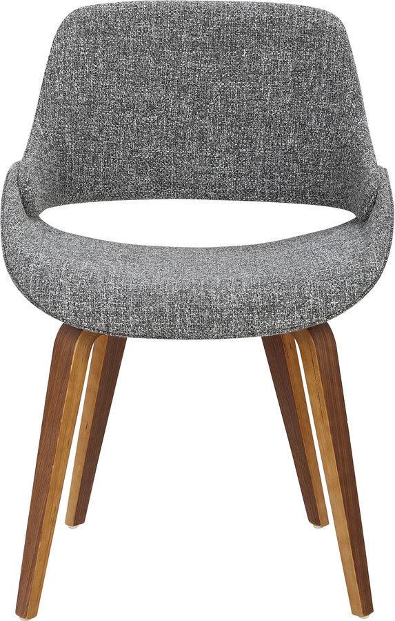 Lumisource Dining Chairs - Fabrico Mid-Century Modern Dining/Accent Chair in Walnut and Grey Noise Fabric - Set of 2