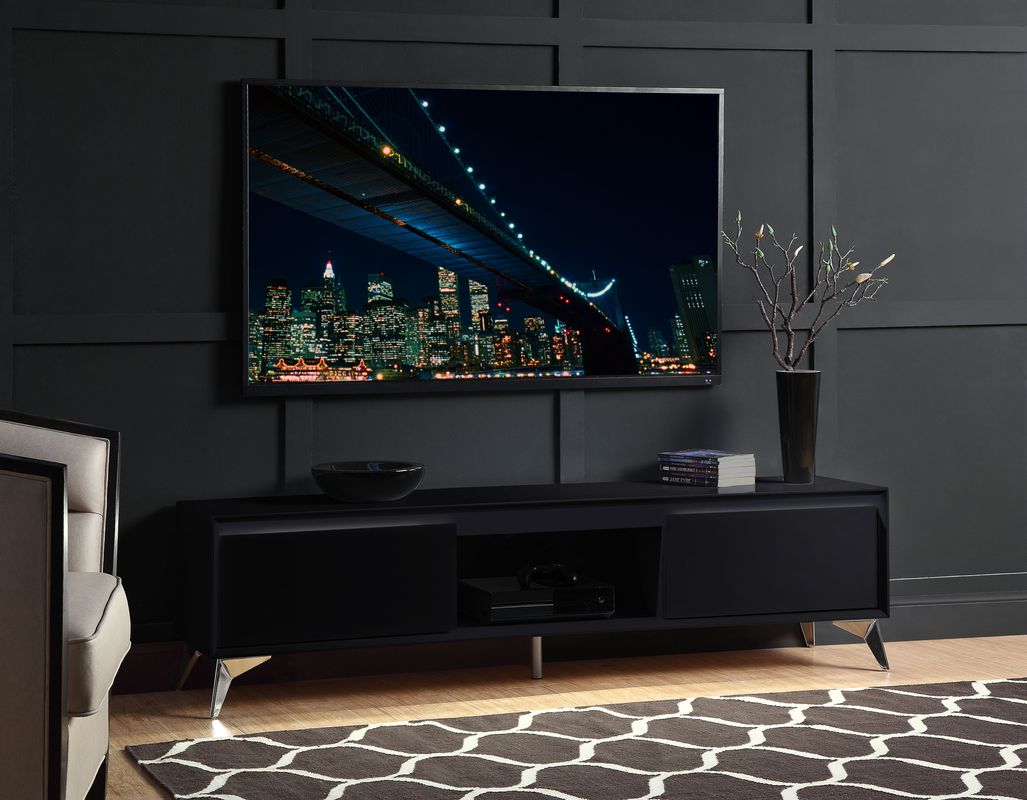 ACME Furniture TV & Media Units - ACME Raceloma TV stand , LED, Black & Chrome Finish