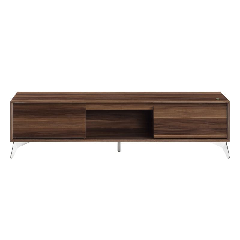 ACME Furniture TV & Media Units - ACME Raceloma TV stand , LED, Walnut & Chrome Finish