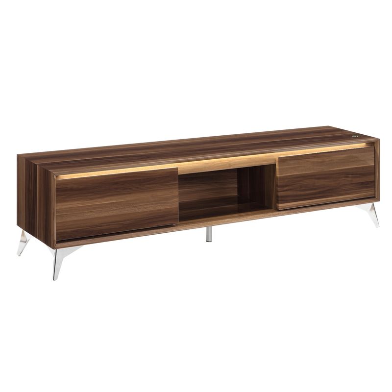 ACME Furniture TV & Media Units - ACME Raceloma TV stand , LED, Walnut & Chrome Finish