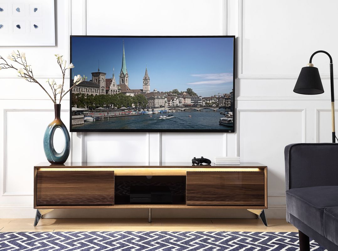 ACME Furniture TV & Media Units - ACME Raceloma TV stand , LED, Walnut & Chrome Finish