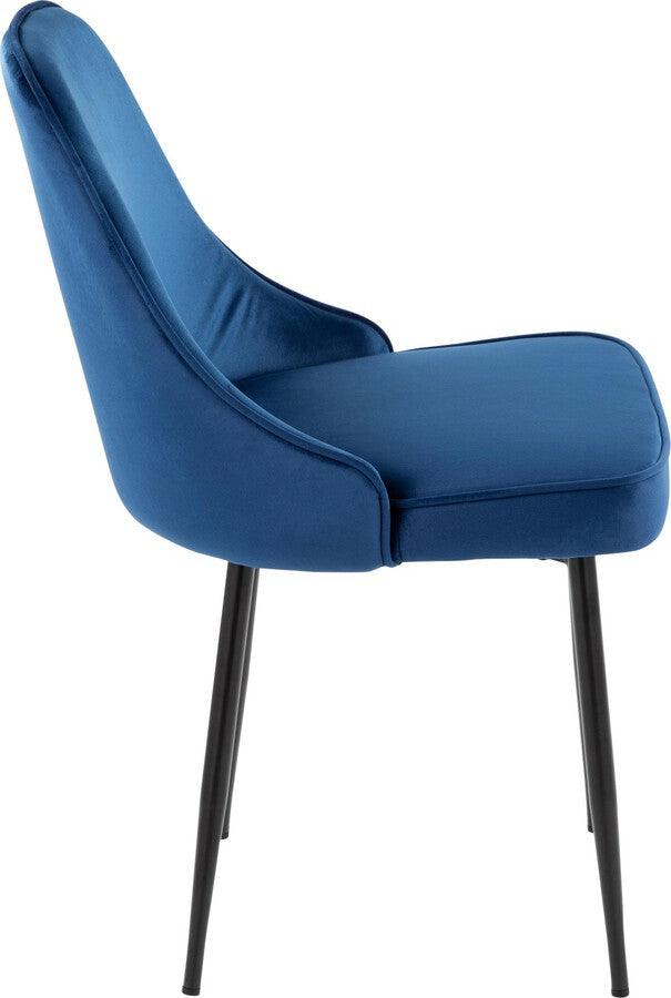 Lumisource Dining Chairs - Marcel Contemporary Dining Chair With Black Frame & Navy Blue Velvet Fabric (Set of 2)