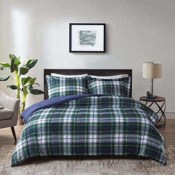 Olliix.com Comforters & Blankets - 3M Scotchgard Down Alternative All Season Comforter Set Navy Cal King
