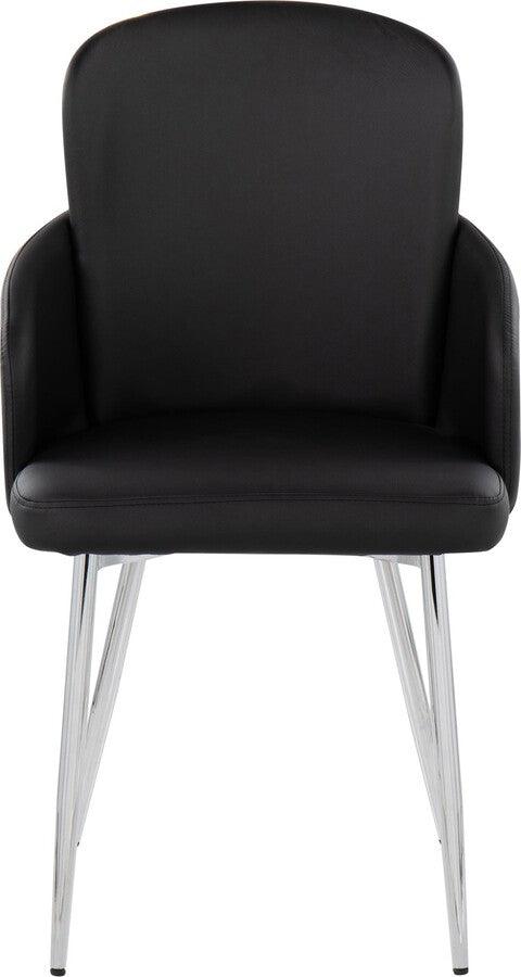 Lumisource Dining Chairs - Dahlia Contemporary Dining Chair In Chrome Metal & Black Faux Leather With Chrome Accent (Set of 2)