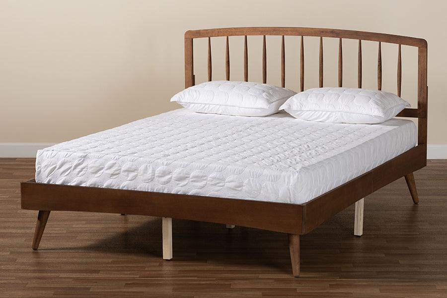 Wholesale Interiors Beds - Paton Mid-Century Modern Walnut Brown Finished Wood King Size Platform Bed