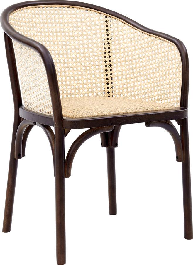 Euro Style Dining Chairs - Elsy Armchair in Walnut with Natural Rattan Seat