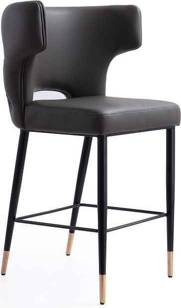 Manhattan Comfort Barstools - Holguin 37" Counter Stool with Tufted Back Buttons in Grey