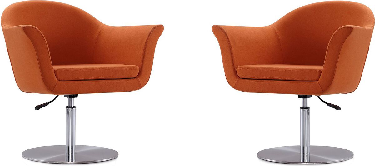 Manhattan Comfort Accent Chairs - Voyager Orange and Brushed Metal Woven Swivel Adjustable Accent Chair (Set of 2)