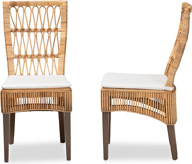 Wholesale Interiors Dining Chairs - Sullivan Modern Bohemian Natural Brown Rattan 2-Piece Dining Chair Set