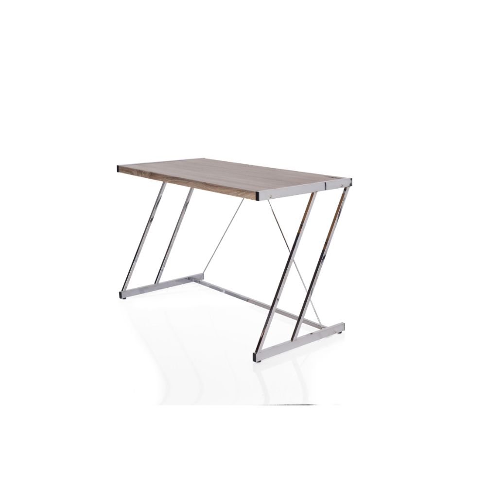 ACME Desks - ACME Finis Desk (USB Dock), Weathered Oak & Chrome