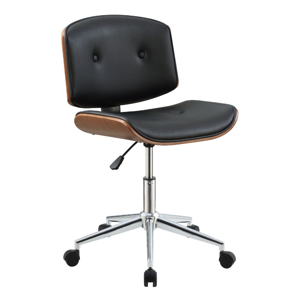 ACME Task Chairs - ACME Camila Office Chair, Black PU & Walnut