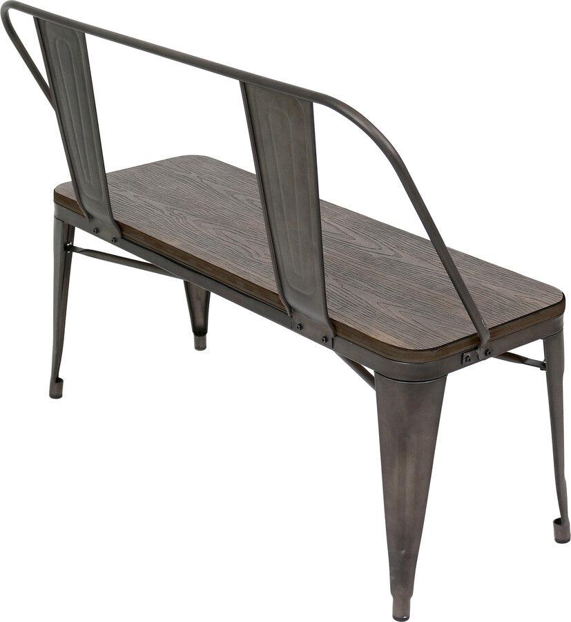 Lumisource Benches - Oregon Industrial-Farmhouse Bench in Antique and Espresso
