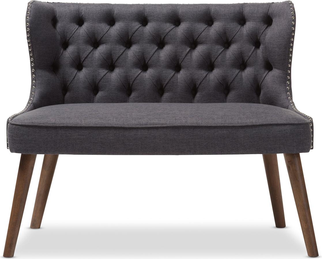 Wholesale Interiors Loveseats - Scarlett Brown Wood & Dark Grey 2-Seater Loveseat Settee