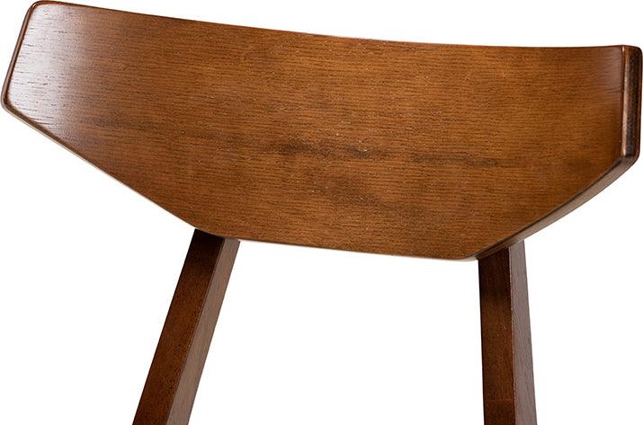 Wholesale Interiors Dining Sets - Lois Light Grey Fabric Upholstered and Walnut Brown Finished Wood 5-Piece Dining Set