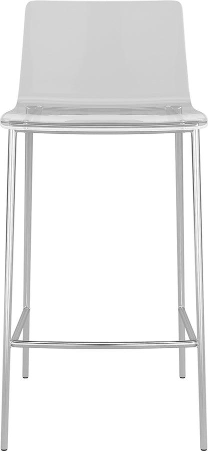 Euro Style Barstools - Cilla Counter Stool in Clear with Brushed Nickel Legs - Set of 2