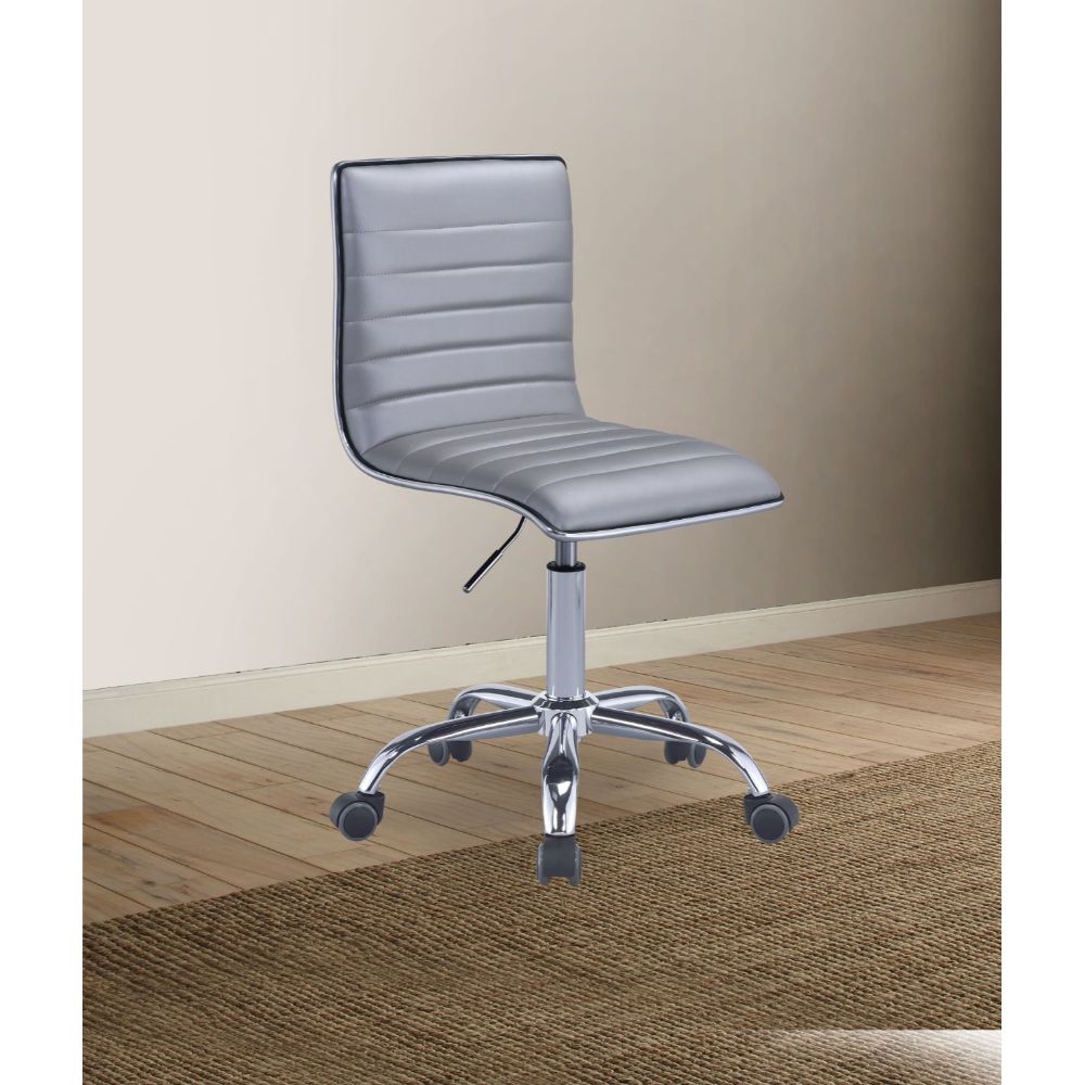 ACME Task Chairs - ACME Alessio Office Chair, Silver PU & Chrome