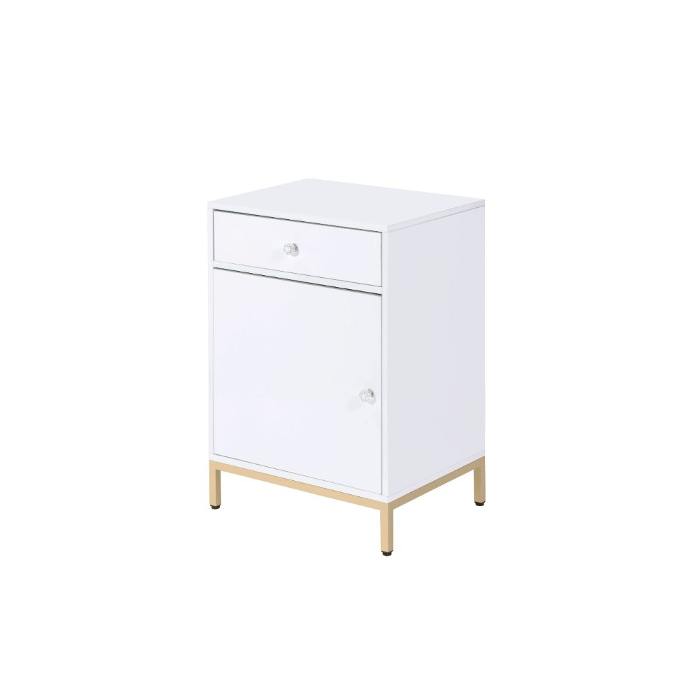 ACME Cabinets & Wardrobes - ACME Ottey Cabinet, White High Gloss & Gold