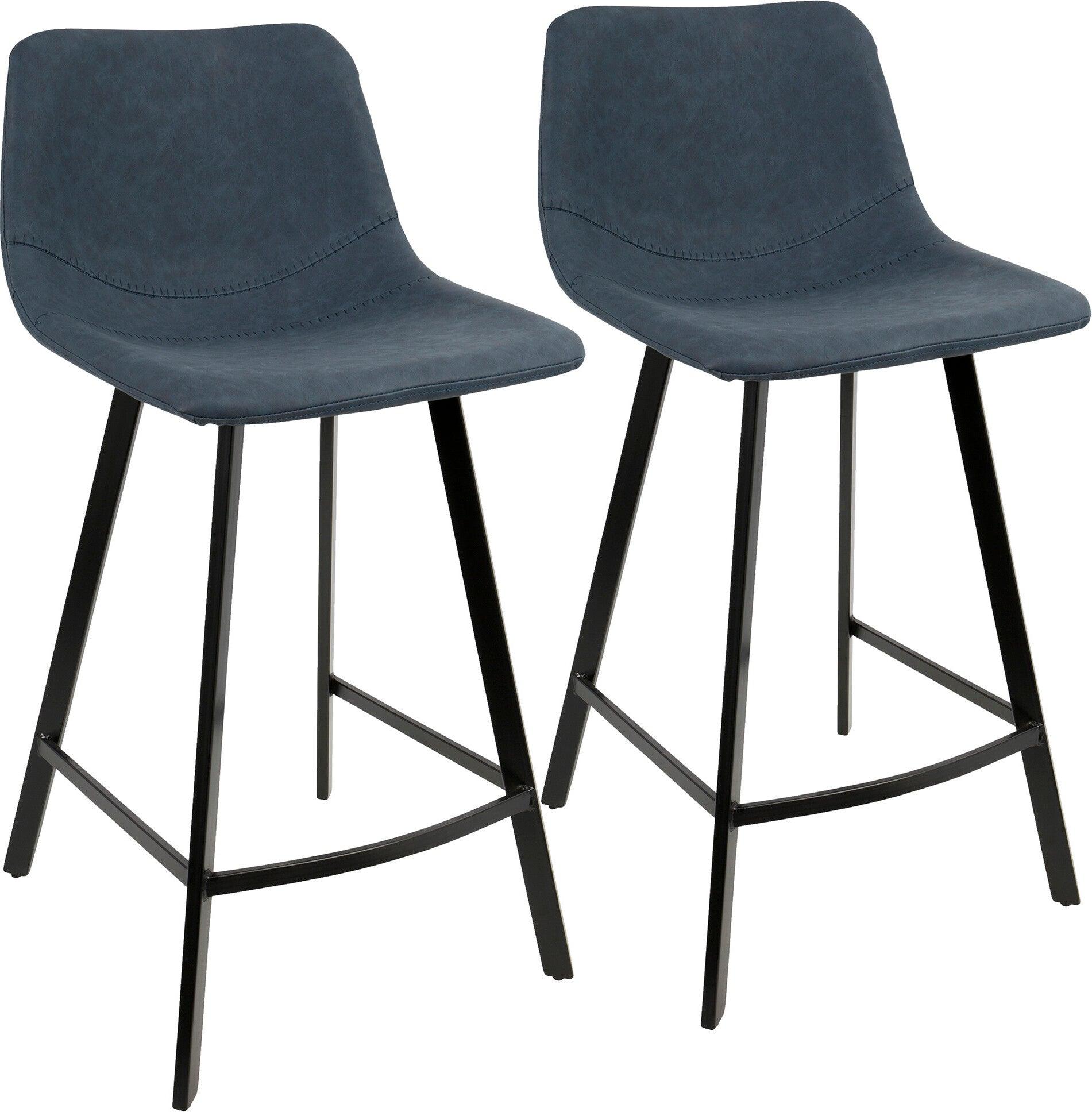 Lumisource Barstools - Outlaw Counter Stool Blue & Black Legs (Set of 2)