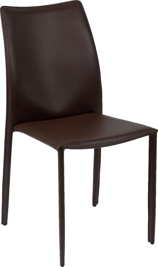 Euro Style Dining Chairs - Dalia Stacking Side Chair in Brown - Set of 2
