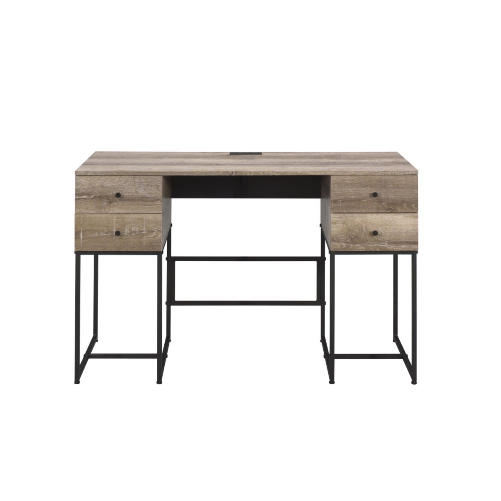 ACME Desks - ACME Desirre Desk (USB Charging Dock), Rustic Oak & Black