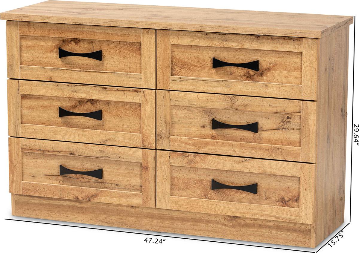 Wholesale Interiors Dressers - Colburn 6-Drawer Oak Brown Finished Wood Storage Dresser