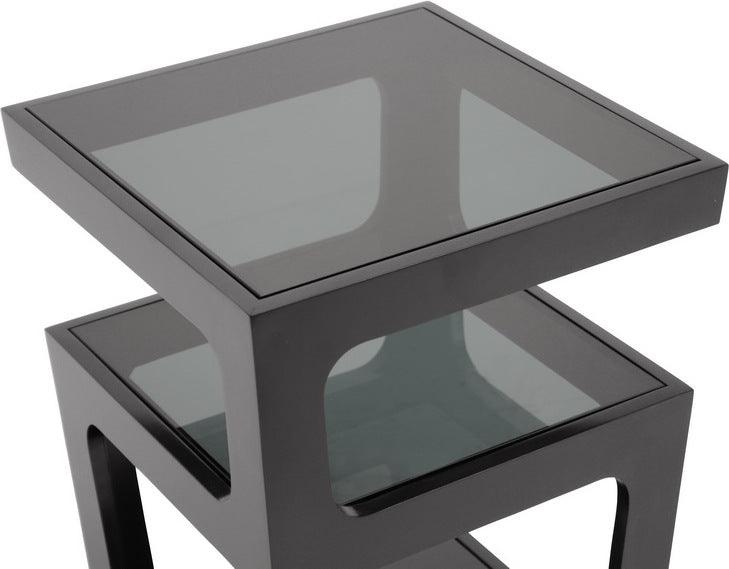 Wholesale Interiors Side & End Tables - Clara Black Modern End Table with 3-Tiered Glass Shelves