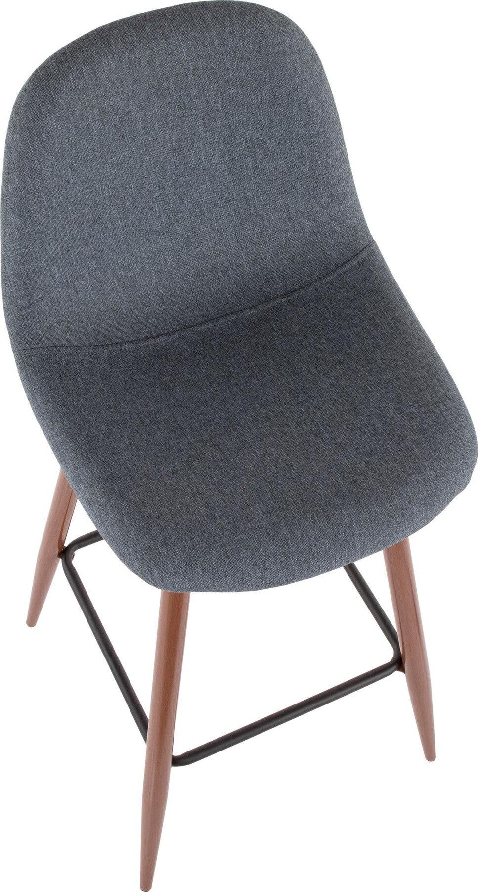 Lumisource Barstools - Pebble Barstool Walnut & Blue (Set of 2)