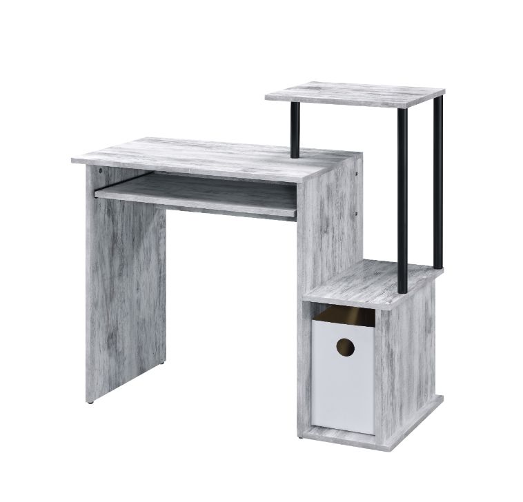 ACME Desks - ACME Lyphre Computer Desk, Antique White & Black Finish