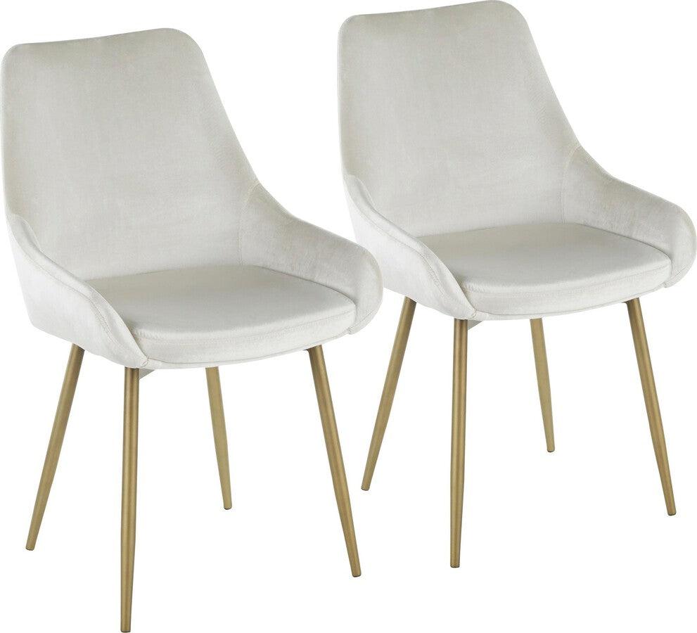 Lumisource Dining Chairs - Diana Contemporary Chair in Satin Brass Metal & Cream Velvet - Set of 2