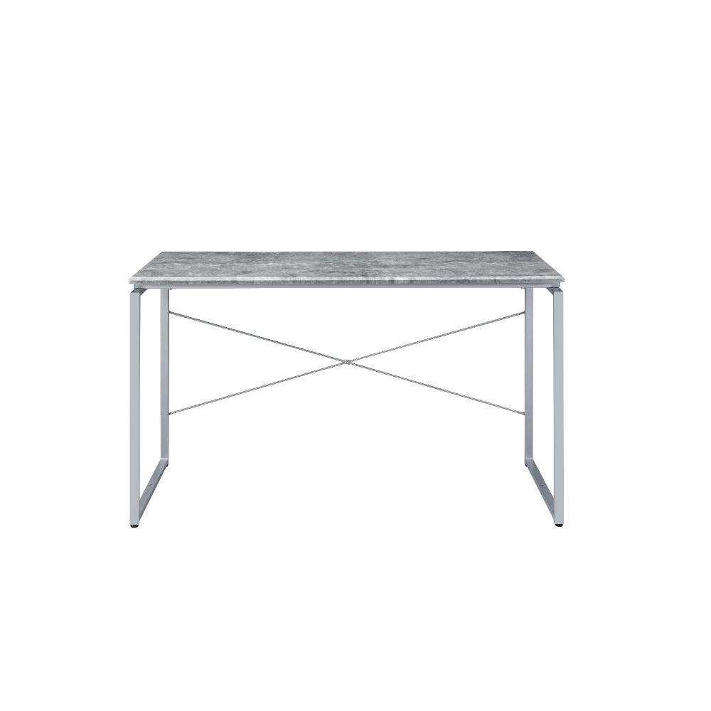 ACME Desks - ACME Jurgen Desk, Faux Concrete & Silver