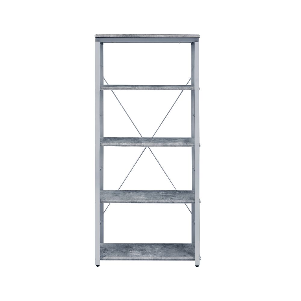 ACME Bookcases & Display Units - ACME Jurgen Bookshelf, Faux Concrete & Silver