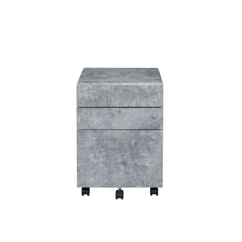 ACME File Cabinets - ACME Jurgen File Cabinet, Faux Concrete & Silver