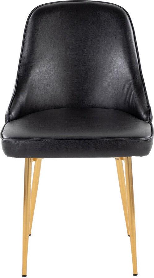 Lumisource Dining Chairs - Marcel Contemporary/Glam Dining Chair With Gold Frame & Black Faux Leather (Set of 2)