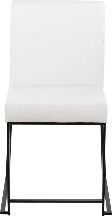 Lumisource Dining Chairs - High Back Fuji Contemporary Dining Chair in Black Steel and White Faux Leather - Set of 2
