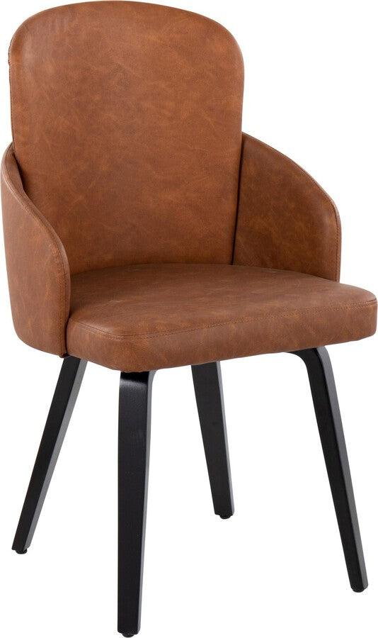 Lumisource Dining Chairs - Dahlia Contemporary Dining Chair In Black Wood & Camel Faux Leather With Chrome Accent (Set of 2)