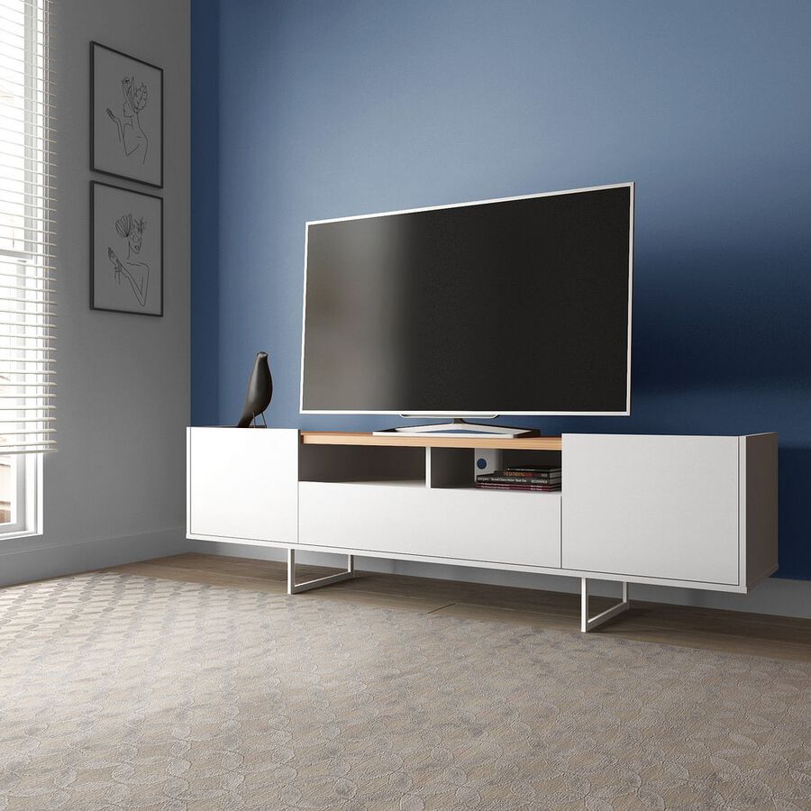 Manhattan Comfort TV & Media Units - Winston 70.86 TV Stand in White and Cinnamon