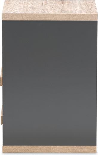 Wholesale Interiors Nightstands & Side Tables - Pandora Nightstand Dark Gray/Oak Light Brown