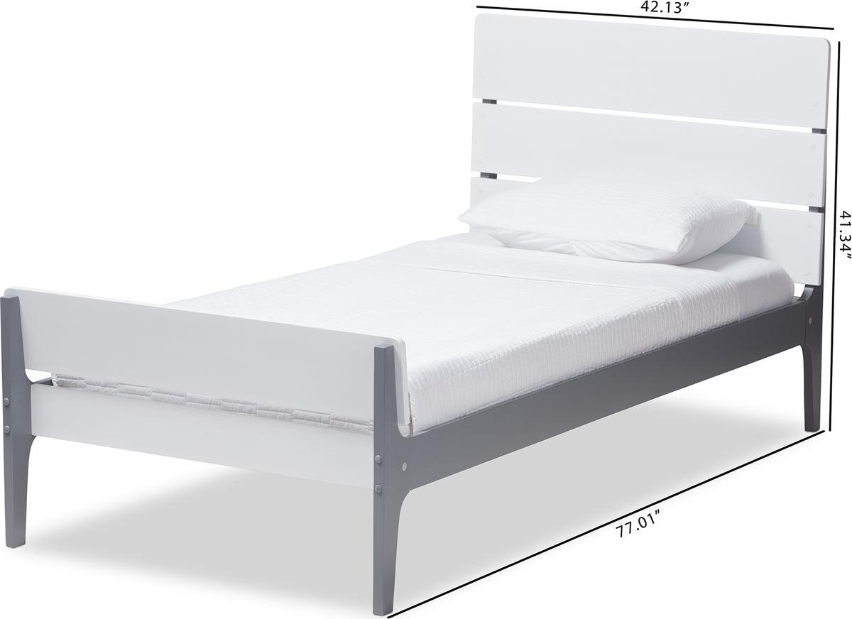 Wholesale Interiors Beds - Nereida White & Dark Grey-Finished Wood Twin Platform Bed