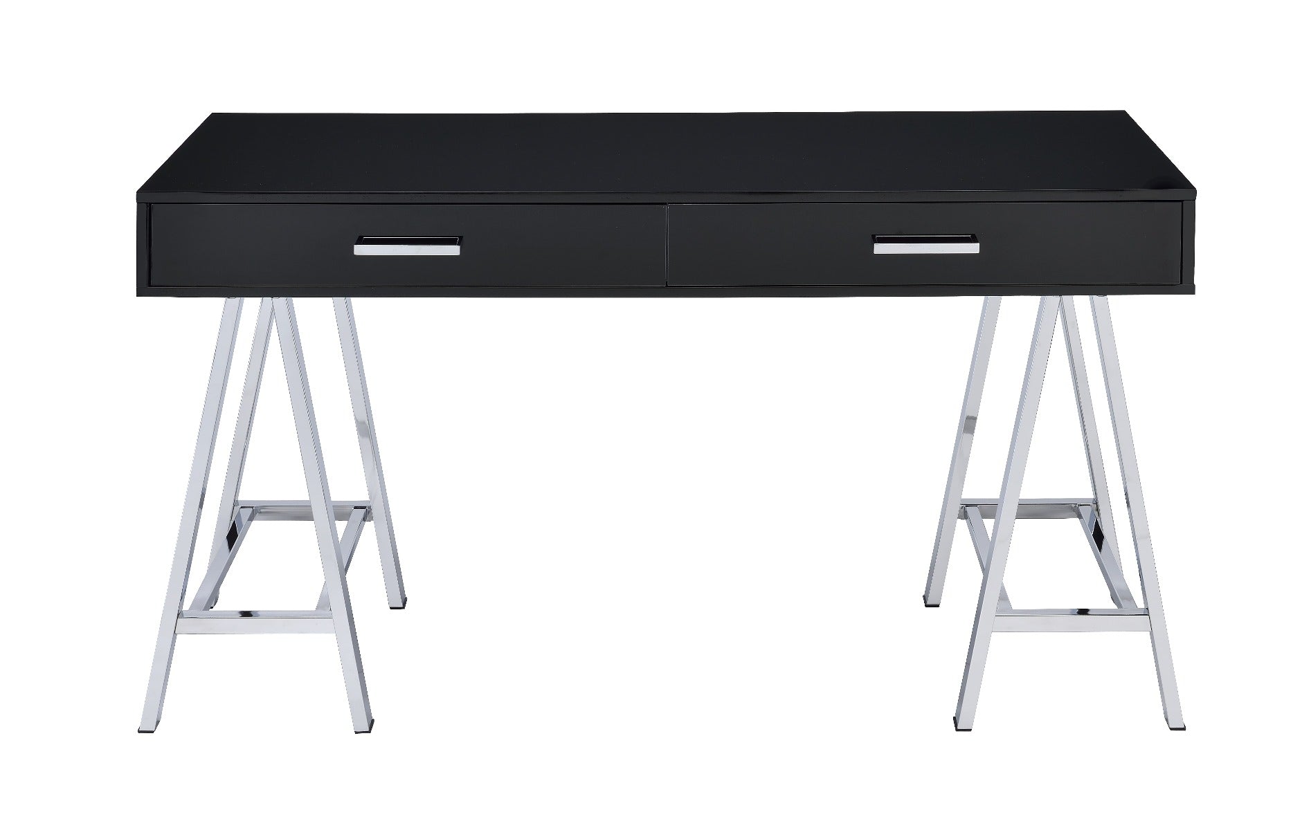 ACME Desks - ACME Coleen Built-in USB Port Writing Desk, Black High Gloss & Chrome Finish