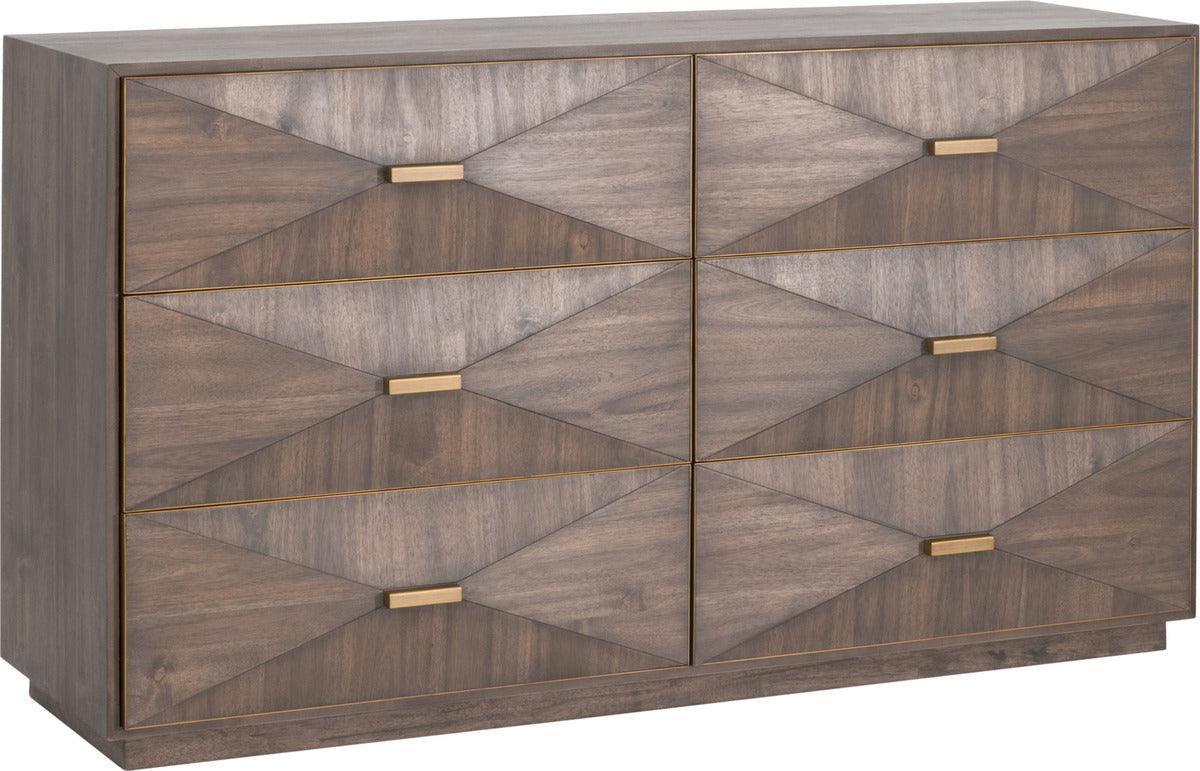 Essentials For Living Dressers - Wynn 6-Drawer Double Dresser Burnished Brown & Brushed Gold