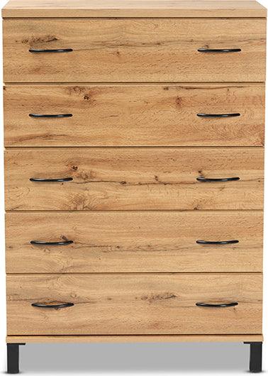 Wholesale Interiors Chest of Drawers - Maison Oak Brown Finished Wood 5-Drawer Storage Chest