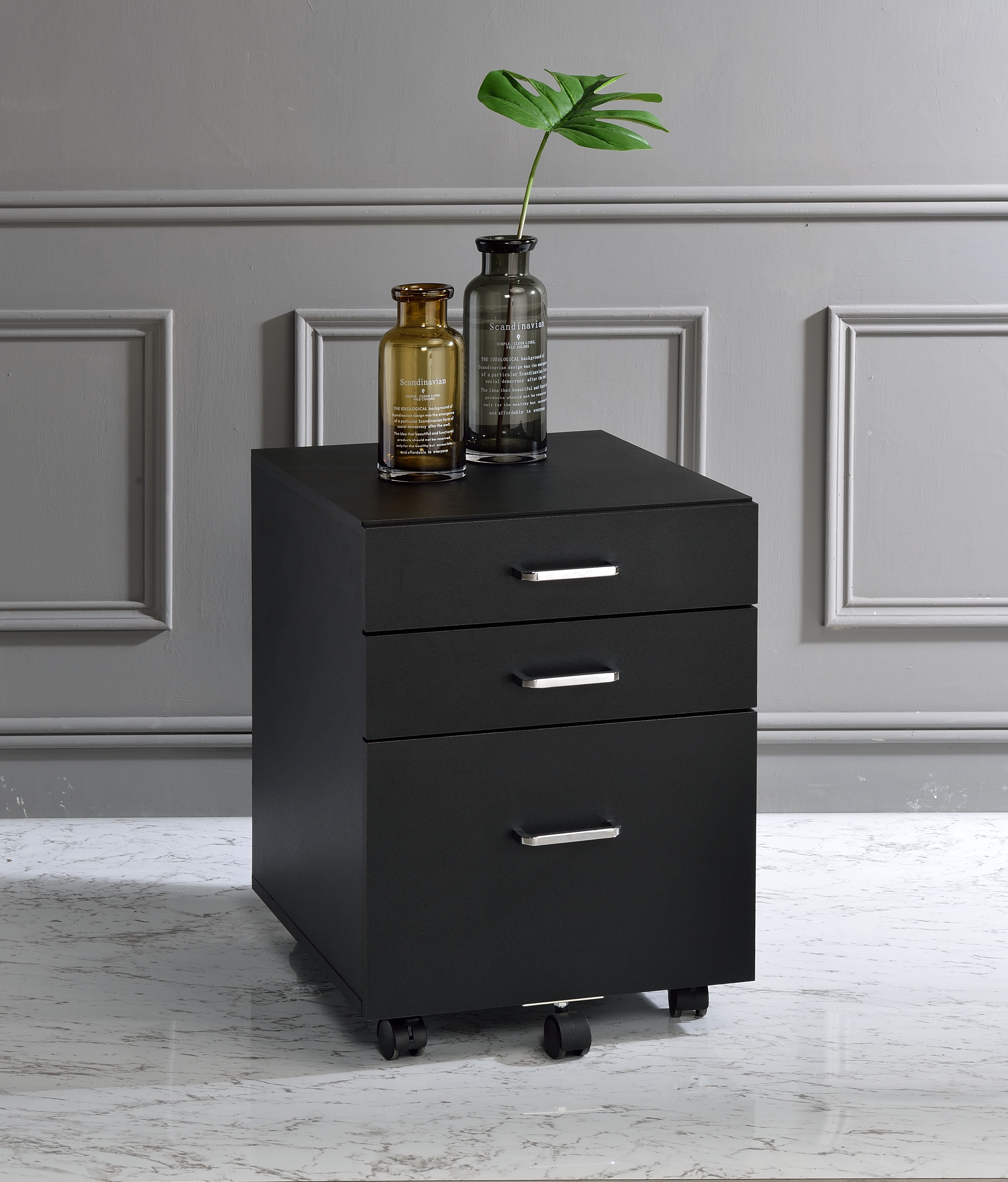 ACME Furniture Buffets & Cabinets - ACME Tennos Cabinet, Black & Chrome Finish