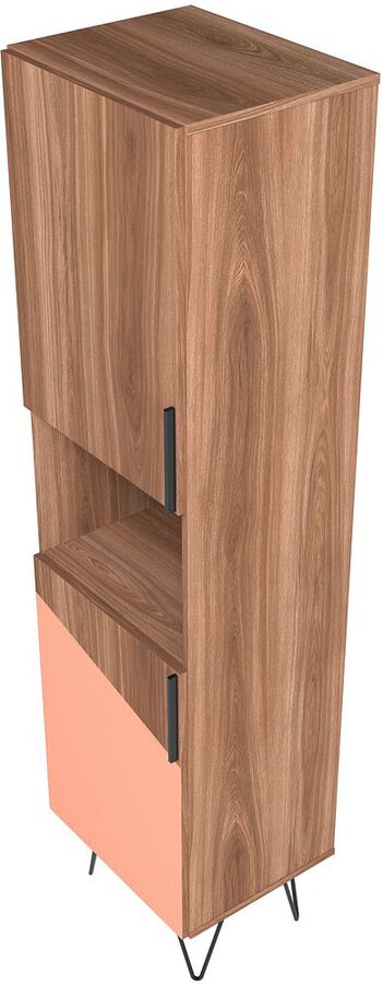 Manhattan Comfort Bookcases & Display Units - Beekman 17.51 Narrow Bookcase Cabinet in Brown and Pink